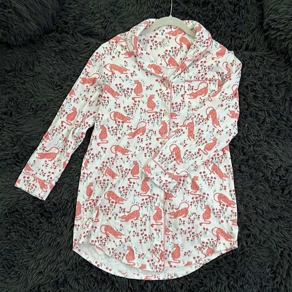 Roller Rabbit polo pajama dress, pink cheetah with red tulips, 1 of a kind item